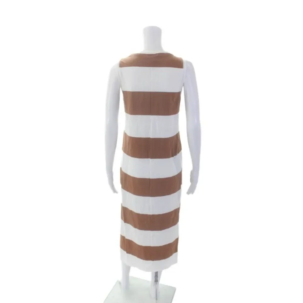 Z Supply Womens Cotton Striped Round Neck Sleeveless Maxi Dress Brown Size S